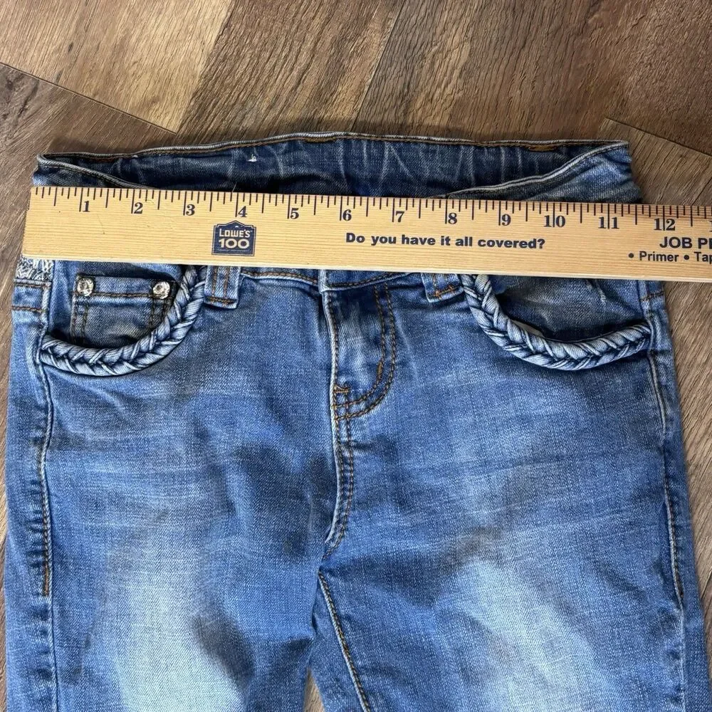 Shyanne Bootcut Jeans Girls Size 8 Embroidered Accents Hidden Adjustable Waist